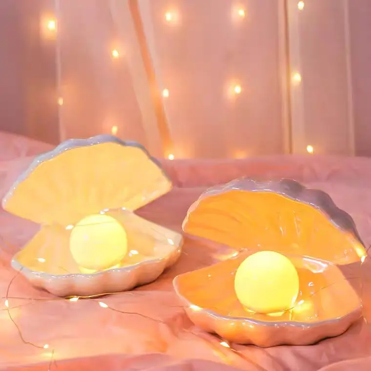 Keramische Shell Ornamenten Fantasy Parel Lamp Decoratie Creatieve Nachtlampje