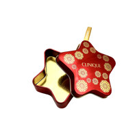 Boîte de conservation alimentaire en fer blanc en forme d'étoile, écologique, co-marquée Clinique, motif floral rouge et or, pour bonbons, sucre et biscuits
