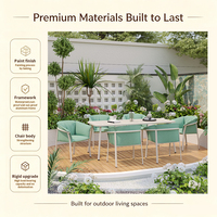 Ensemble de meubles de salle à manger d'extérieur en aluminium résistant aux intempéries, table et chaises de jardin imperméables et résistantes aux UV pour 4 ou 6 personnes