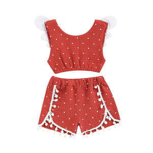 Ensembles de vêtements d'été populaires pour petites filles 2022 – Haut sans manches avec petites ailes pour enfants - Product Image 2