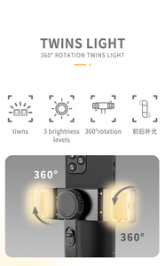 Q08 <span class=keywords><strong>Selfie</strong></span> <span class=keywords><strong>Stick</strong></span> Caché Trépied 360 Rotation Gimbal Stabilisateur Pliable Mobile Unique Axe Cardan Vidéo TikTok Téléphone Accessoire - Product Image 4