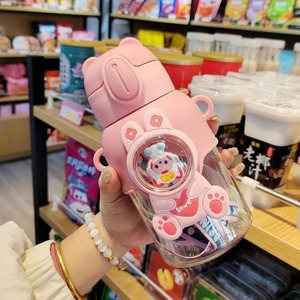 Vaso de agua infantil Kawaii de 600 ml para verano, vaso con pajita a prueba de caídas de alta calidad para niños y niñas, botella para la escuela, termo para bebés - Product Image 5