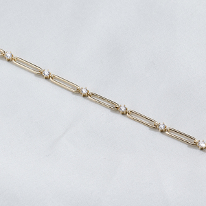 MSB-662 Messi Jewelry สร้อยข้อมือแบบปรับแต่งได้ ทองคำ 14k ลายโซ่แบบ Paperclip ประดับเพชรทรงกลมแบบ Prong‑Set - Product Image 2