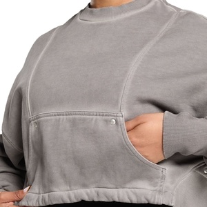 Sudadera con Capucha Corta de Color Sólido, Tejida y Estampada, Personalizable con Logotipo, al por Mayor, para Mujer, Holgada, Informal, Tallas Grandes - Product Image 3