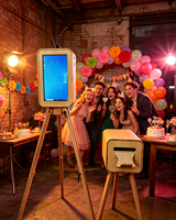 Nouvelle conception de photomaton intelligent multifonctionnel en bois de chêne rétro avec impression instantanée et écran tactile pour les fêtes, les smartphones et les appareils photo