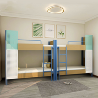Lit superposé (supérieur et inférieur) en fer, simple et artistique, pour appartement, école, hôtel, dortoir, chambre à coucher
