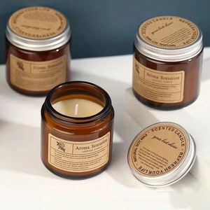 Venta al por mayor de portavelas de vidrio oscuro sellado estilo coreano, reutilizables, de alta calidad, para velas de cera de soja, con soporte para velas y fragancias. - Product Image 2