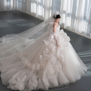 ชุดแต่งงานหรูหรา <span class=keywords><strong>Gt168</strong></span> แบบไร้สายรัดไหล่ แขนกุด ผูกเชือกด้านหลัง แต่งดอกไม้ 3 มิติ ทรงบอลกาวน์ ปรับแต่งได้ Elbisesi Jancember - Product Image 3