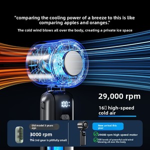 <span class=keywords><strong>Ventilateur</strong></span> portable à refroidissement semi-conducteur, moteur sans balais, 2000mAh-4000mAh, 8-12 heures d'autonomie, haute vitesse, pliable, tour de cou, turbo, 5 pales - Product Image 3