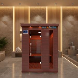 Sauna infrarouge lointain en cèdre rouge confortable pour 3 personnes, avec panneau de commande informatique, lumière LED Bluetooth, design européen certifié - Product Image 5