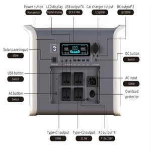Station d'alimentation portable au lithium 2400W 2048Wh à onde sinusoïdale pure, sortie AC/DC, solaire avec lampe torche pour usage domestique et automobile - Product Image 6