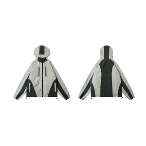 Veste à capuche zippée bicolore KingSen pour homme, respirante, décontractée, coupe ample, coupe-vent, imperméable, pour le sport et la randonnée - Product Image 5