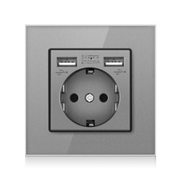 Prise de courant murale de luxe pour panneau en verre trempé, nouvelle marque à double usb, vente en gros