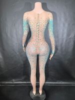 Combinaison moulante de luxe 2026 pour femme, sexy, scintillante, en cristal, extensible, pour chanteuse de boîte de nuit, performance scénique, soirée, tenue de club