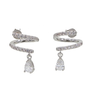 <strong>Gold</strong> Plated Minimal Delicate Lovely Girl Women Multi Piercing Single Triangle Cz Warp Classic Fashion <strong>Dangle</strong> Drop <strong>Earring</strong> - Product Image 3