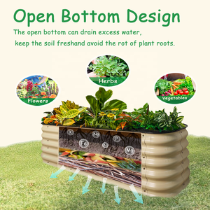 Lit de jardin <span class=keywords><strong>surélevé</strong></span> en métal pour plantes d'extérieur, <span class=keywords><strong>construction</strong></span> en acier galvanisé, kit d'installation facile - Product Image 3
