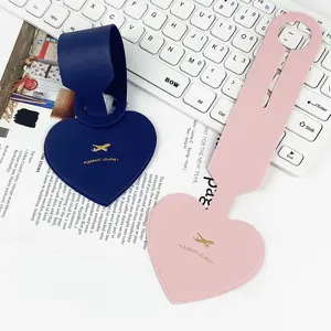 BSBH Custom Logo Sublimation Luggage Tags Heart Shape Pu Leather Travel Tags Luggage Support Small Order Heart Luggage Tags
