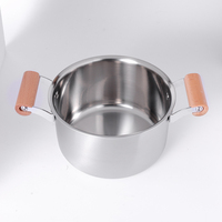 Ensemble de casseroles en acier inoxydable à trois couches avec poignées en bois, ensemble de casseroles et de marmites pour cuisinière à induction, pour la cuisine à domicile