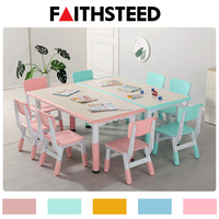 Table d'apprentissage pour enfants de forme rectangulaire, bleue, en plastique durable, bureau d'activités pour enfants pour une utilisation en maternelle