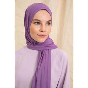 Bufanda de algodón color lavanda para mujer, longitud media, color liso, transpirable, accesorio de moda - Product Image 2