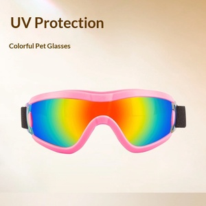 Lunettes de soleil pour <span class=keywords><strong>chien</strong></span>, protection UV, coupe-vent, sangle réglable, monture rose, verres réfléchissants, pour petits chiots et chats - Product Image 3