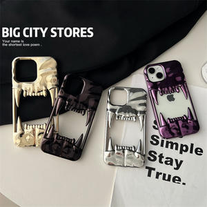 Galvanoplastia Hollow Tiger Teeth 3D TPU a prueba de golpes para iPhone 14 Pro 15 15 Pro Max <span class=keywords><strong>Fundas</strong></span> para teléfonos Anti-Drop Back Cover 16 Pro - Product Image 5