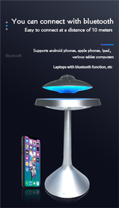 Audio Inteligente con Suspensión Magnética para Altavoces, Sonido Envolvente 3D, Platillo Volador UFO, LED RGB, Carga Inalámbrica USB-C, Venta al por Mayor - Product Image 5