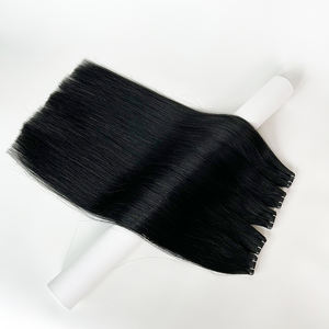 <span class=keywords><strong>Noir</strong></span> de jais # Extensions de <span class=keywords><strong>cheveux</strong></span> 1 couleur, <span class=keywords><strong>cheveux</strong></span> humains, trame Genius, ondulées, super volumineuses, double trame, pointes de <span class=keywords><strong>cheveux</strong></span>, 18 pouces, 50g de trame, 100g - Product Image 1