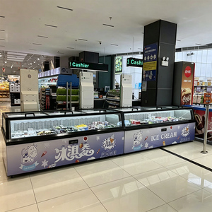Congélateur horizontal commercial pour supermarché, vitrine de présentation de produits surgelés 334L, <span class=keywords><strong>gris</strong></span> foncé/noir, double usage pour glaces et fruits de mer - Product Image 2