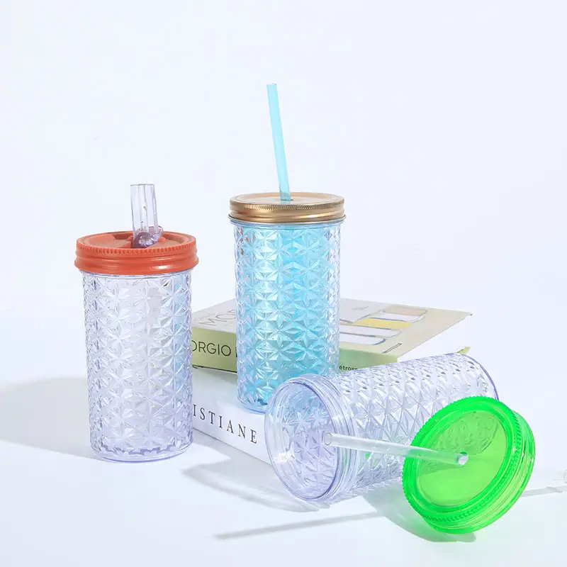 Custom Branded 16oz Juice Milk Kids Water Bottle With Straw Gift Double Wall Glass Tumbler