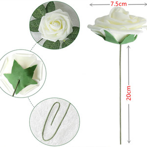 25 unids/caja Diy Ramos de boda arreglo Eva gigante nupcial Pe Flor de espuma de Rosa Floral Artificial con tallo 7cm Día de la madre - Product Image 2