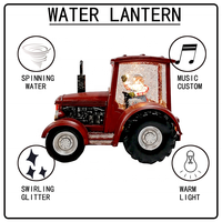 Akzeptable Anpassung Timer para navidad Red Truck Drive von Santa Spinning Christmas Snow Globe Lantern mit silbernem Glitzer