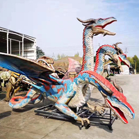 Dragon occidental réaliste en fibre de verre pour aire de jeux, statue de dragon animatronique grandeur nature, réaliste, à vendre