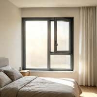 Ventana de Aluminio con Rotura de Puente Térmico, Fija y Abatible, Doble Acristalamiento, Vidrio Templado, Insonorizada, Vista Panorámica, Tamaño Personalizado