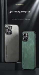 Étui de luxe YLXZ en cuir de mouton magnétique, fin, antichoc, <span class=keywords><strong>tout</strong></span>-en-un, pour hommes d'affaires, compatible iPhone 17/16/15/14/13 Pro avec protection d'objectif - Product Image 6