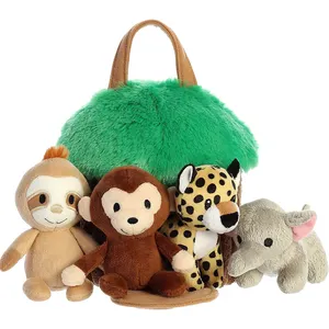 Wholesale Factory Custom Jungle Plush Toy Boy Girl Birthday Christmas Easter Gift Monkey Leopard Elephant Sloth Set Plush Toy