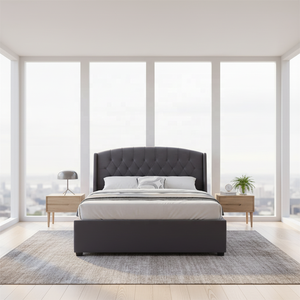 <span class=keywords><strong>Letto</strong></span> Matrimoniale Moderno Imbottito in Tessuto Morbido con Testiera a Ala e Struttura in Legno per <span class=keywords><strong>Camere</strong></span> <span class=keywords><strong>da</strong></span> <span class=keywords><strong>Letto</strong></span> Contemporanee - Product Image 2