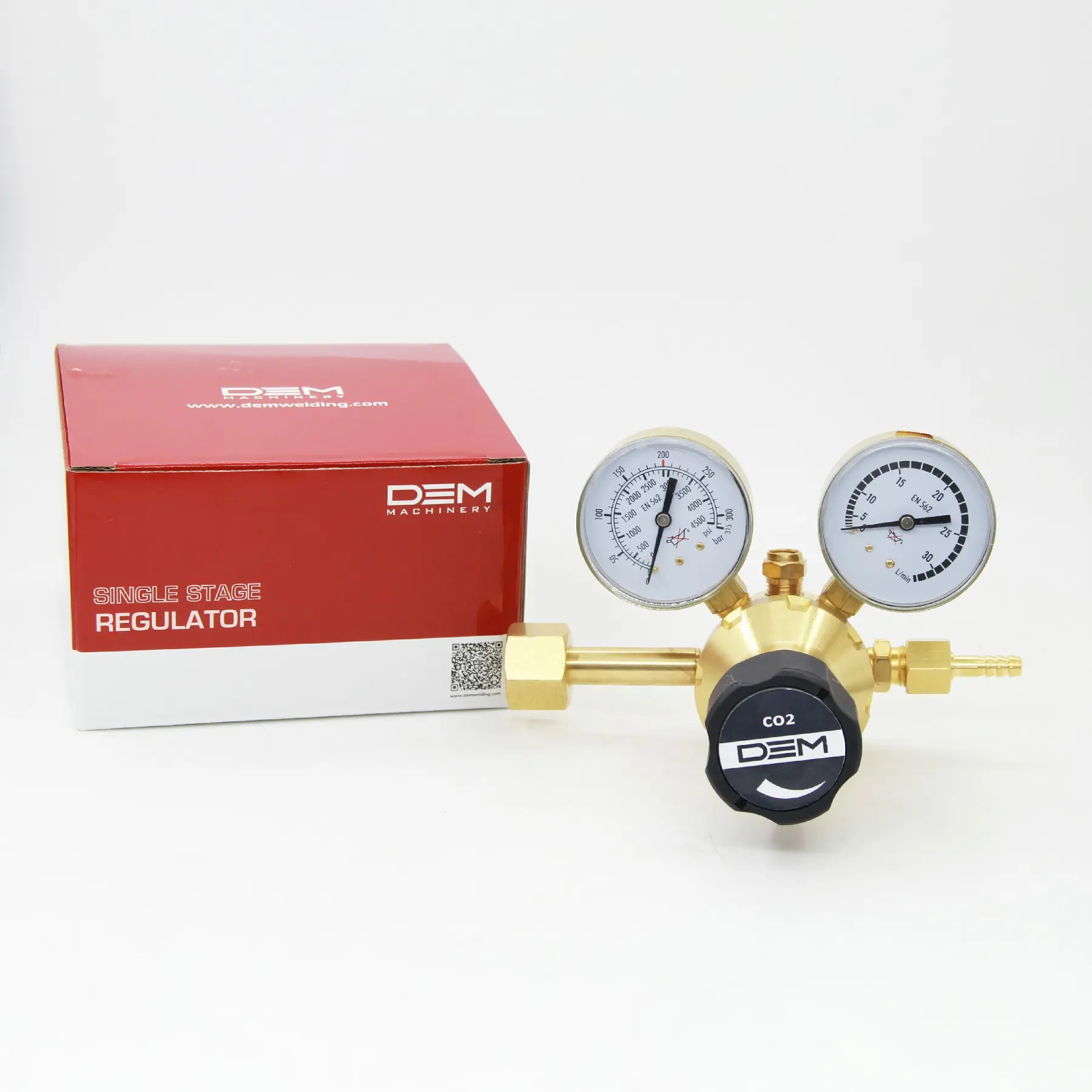 Dem-regulator Pengelasan dengan Flowmeter, Tekanan Gas, Industri, Badan Kuningan Penuh, Co2 /Argon, CR0505-CO2, CGA320, 580