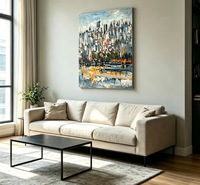 Peinture à l'huile originale peinte au couteau, impressionniste abstraite, paysage urbain, art mural
