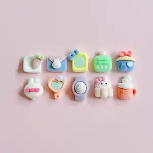 Flocking Resin Charms Bunny Daily Life Articles Watch Mirror 12mm Mini Small Diy Decor for Phone Case