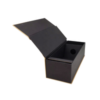Custom Size Recyclable Luxury Paper Cardboard Champagne Bottle Box Magnetic Folding Wine Bottle Packaging Black Gift Box
