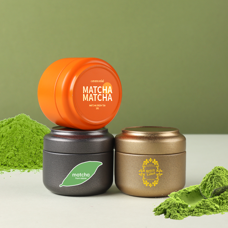 RTS Пользовательский логотип 10 мл 54*49 мм Matcha порошок для хранения еды Круглый герметичный контейнер для кофе канистра металлическая с PP внутренней жестяной коробкой