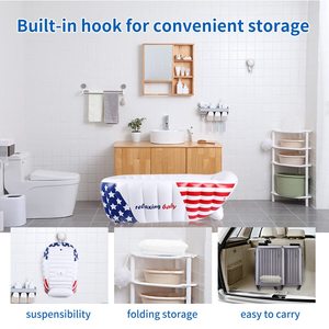 Inflatable Baby Bathtub Foldable Star Print Infant <b>Shower</b> Tub with <b>Hook</b> for Newborn Toddler - Product Image 5