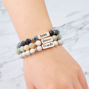Moda perline in pietra preziosa perline migliori amici per sempre braccialetti con ciondoli set di amicizia boho - Product Image 2