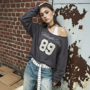 Sudadera estilo americano de otoño y primavera para mujer, camiseta retro de ajuste holgado, cuello redondo, manga larga, top moderno - Product Image 4