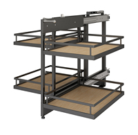 ARTSTEEL Panier d'angle double pour meuble de cuisine, système de glissière à fermeture amortie, côtés universels, tiroir d'angle aveugle à extraction totale