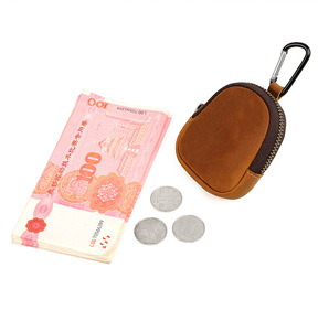 Mini sac en cuir multi-usages, texture pleine fleur Crazy Horse, avec mousqueton pour écouteurs, clés et cartes - Product Image 6