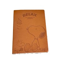 Cuaderno A5 de Snoopy con Cubierta de Cuero PU Repujado, Páginas Interiores Gruesas, Diario, Bloc de Notas, Cuaderno para Estudiantes
