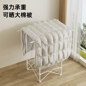 Estante plegable para ropa, de pie, con barra única, que ahorra espacio, para secado en interiores y exteriores, para dormitorio, móvil y telescópico. - Product Image 2