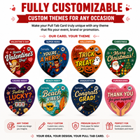 Billets personnalisés à fenêtre unique en forme de cœur, recyclables, à languette, thème Saint-Valentin, impression offset, jeux, cartes à déchirer instantanément